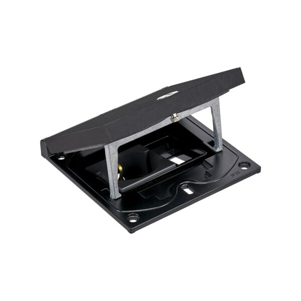 KFH140/74 - Black metal finish -13amp UK socket and blanked space-Manual twist lock